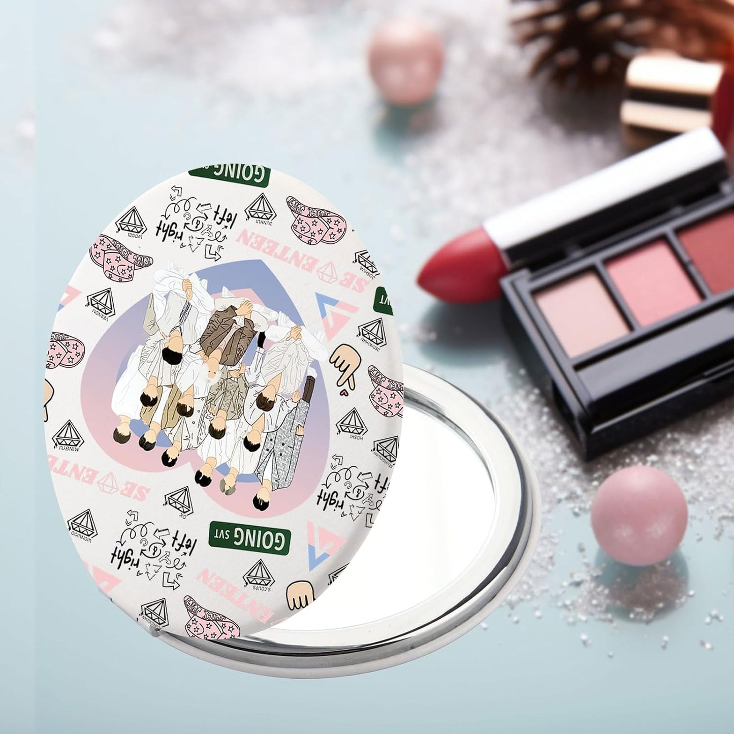 K-Pop Seventeen 17 Pocket Mirror - Perfect Gift for Fans & Stylish Compact Makeup Accessory