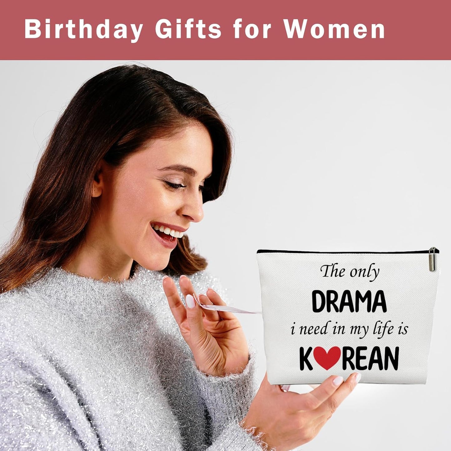 Korean Drama Makeup Bag, Korean Drama Fans Gifts for Women, Birthday Cosmetic Bag for Zipper