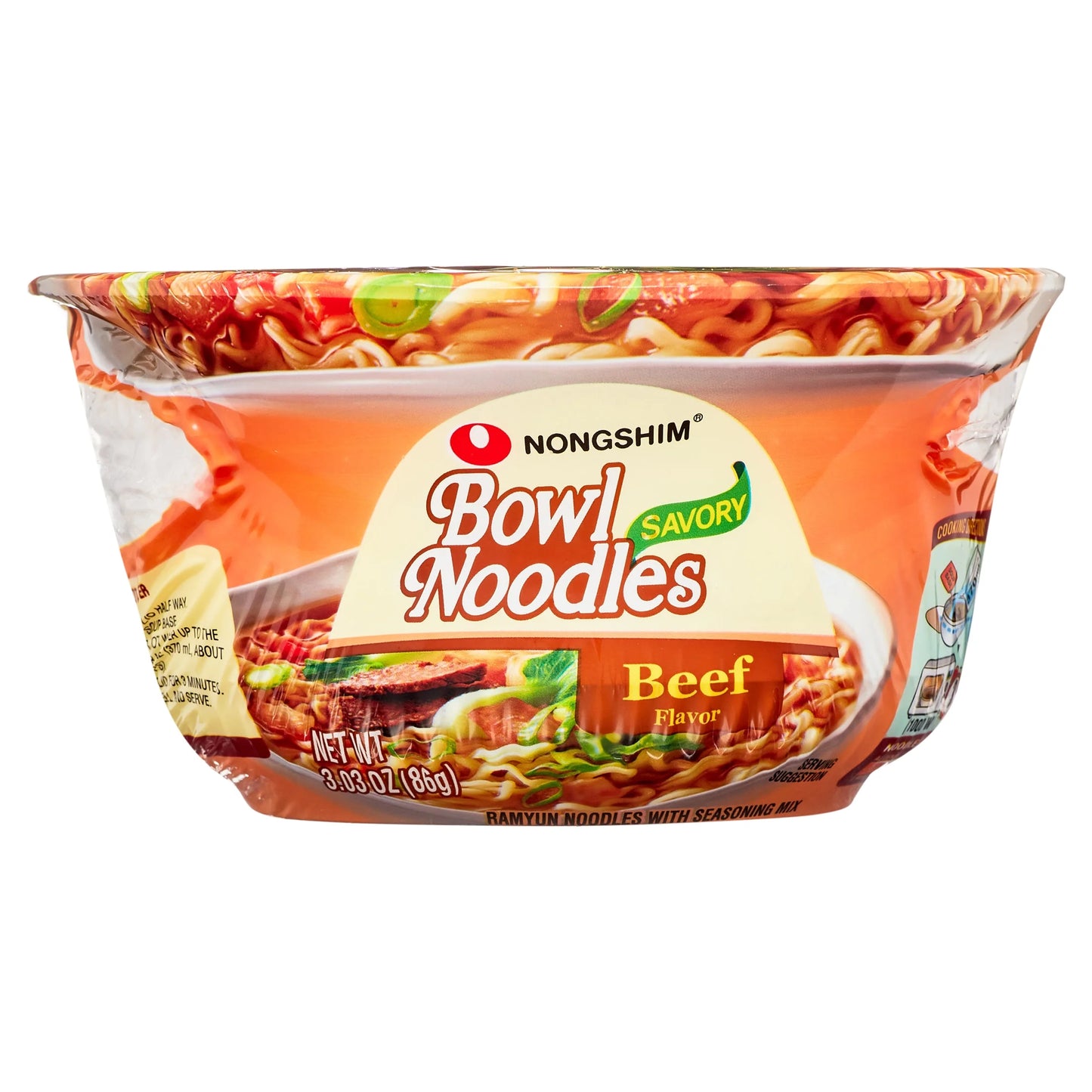 Savory Beef Ramyun Ramen Noodle Soup Bowl 3.03 oz Pack of 12 Shelf-Stable