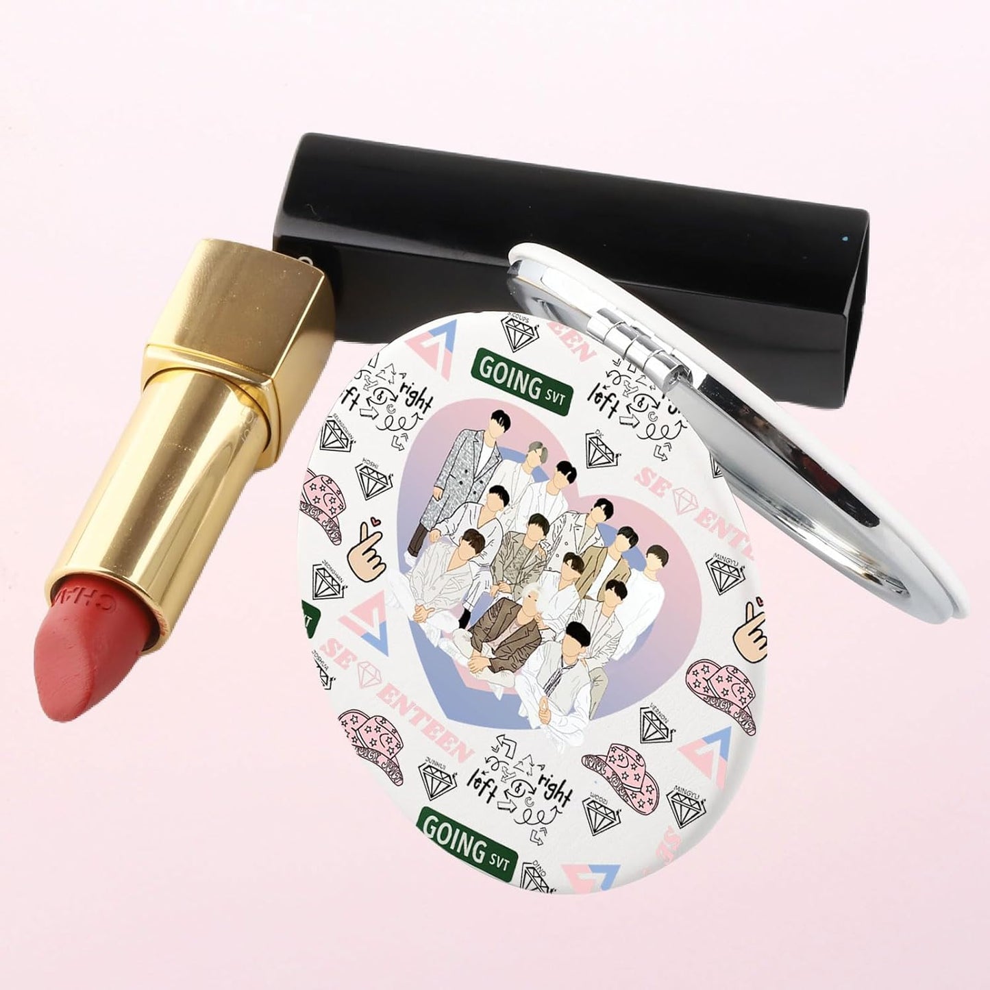 K-Pop Seventeen 17 Pocket Mirror - Perfect Gift for Fans & Stylish Compact Makeup Accessory
