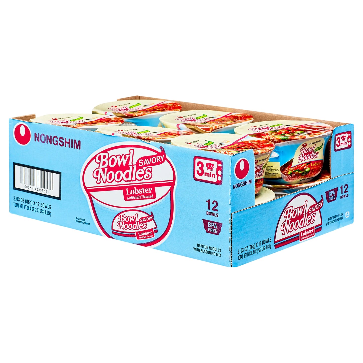 Savory Lobster Ramyun Ramen Noodle Soup Bowl, 3.03 oz, Pack of 12
