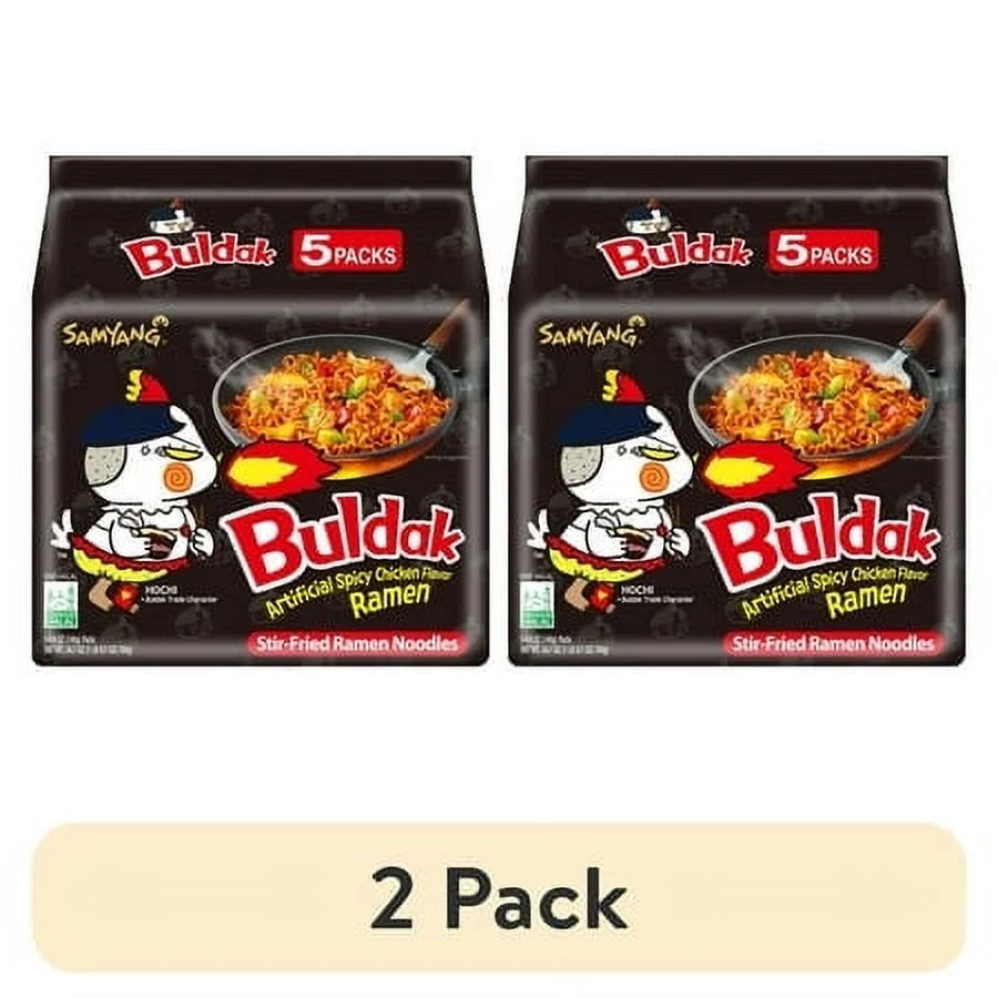 (2 Pack) Spicy Hot Chicken Flavor Instant Ramen 4.94 Oz, 5 Pack