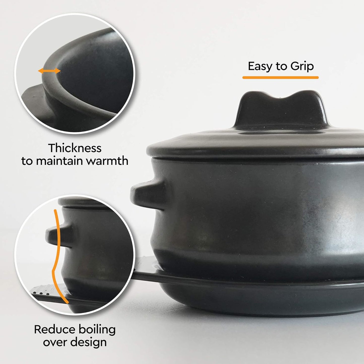 Elincube Premium Korean Stone Bowl with Lid & Platter โ Traditional Clay Hot Pot for Cooking Bibimbap, Stews & Soups