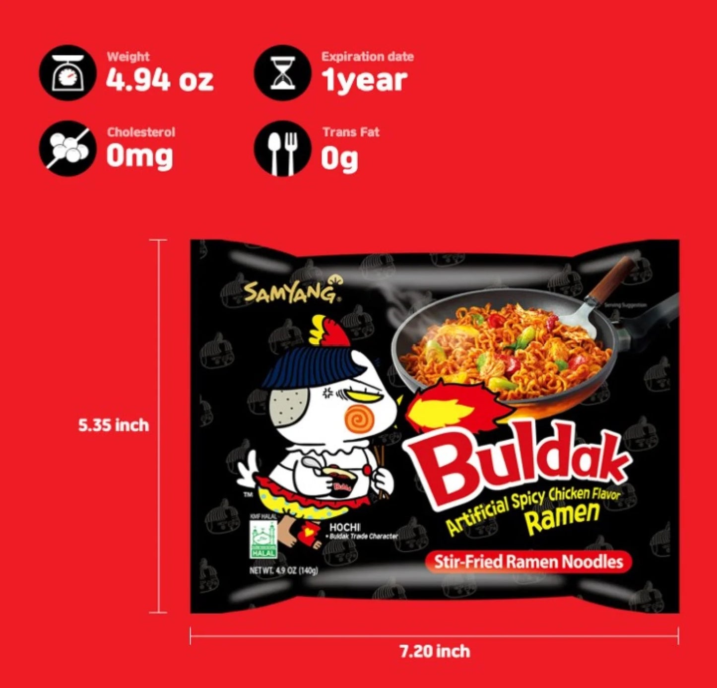 (2 Pack) Spicy Hot Chicken Flavor Instant Ramen 4.94 Oz, 5 Pack