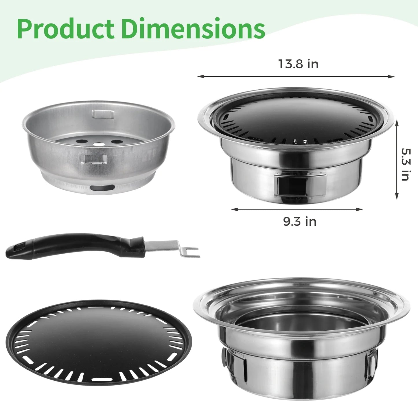Korean BBQ Charcoal Grill Set Small Charcoal Grill Pan Portable Grill Stainless Steel Barbecue Grill Tabletop Outdoor Indoor Camping BBQ Grill