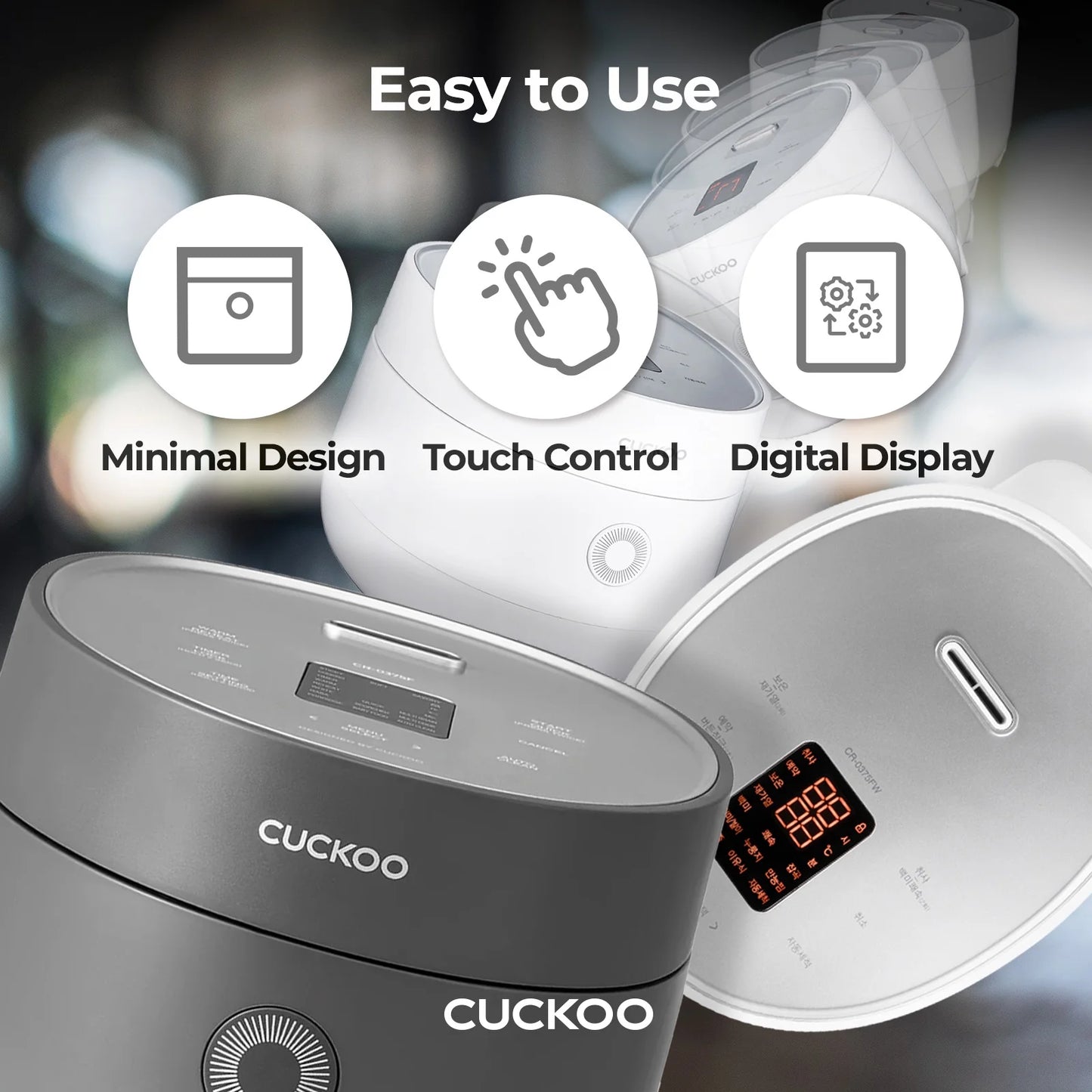 White Micom Rice Cooker - 13 Cooking Modes, Auto Clean, LCD Display