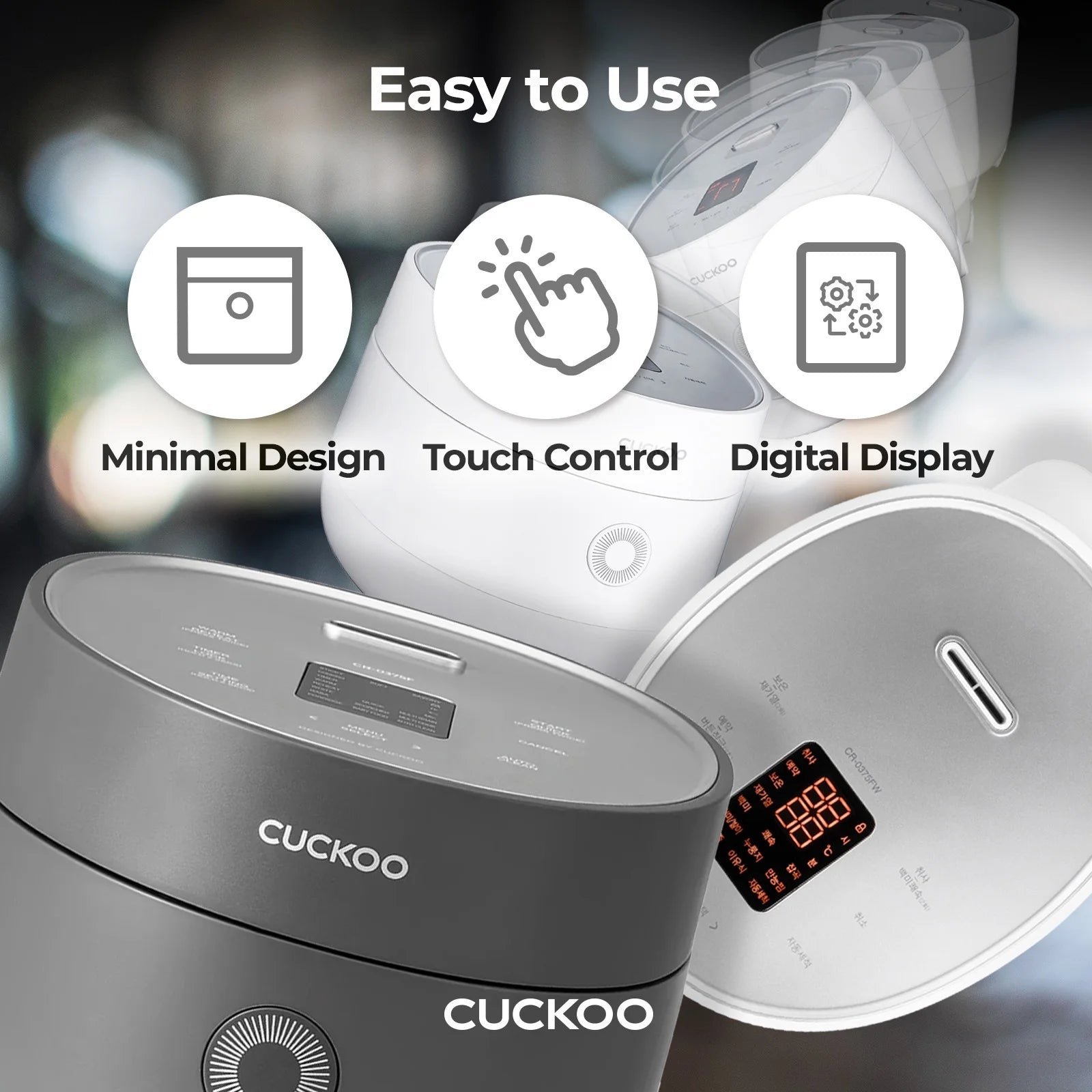 White Micom Rice Cooker - 13 Cooking Modes, Auto Clean, LCD Display