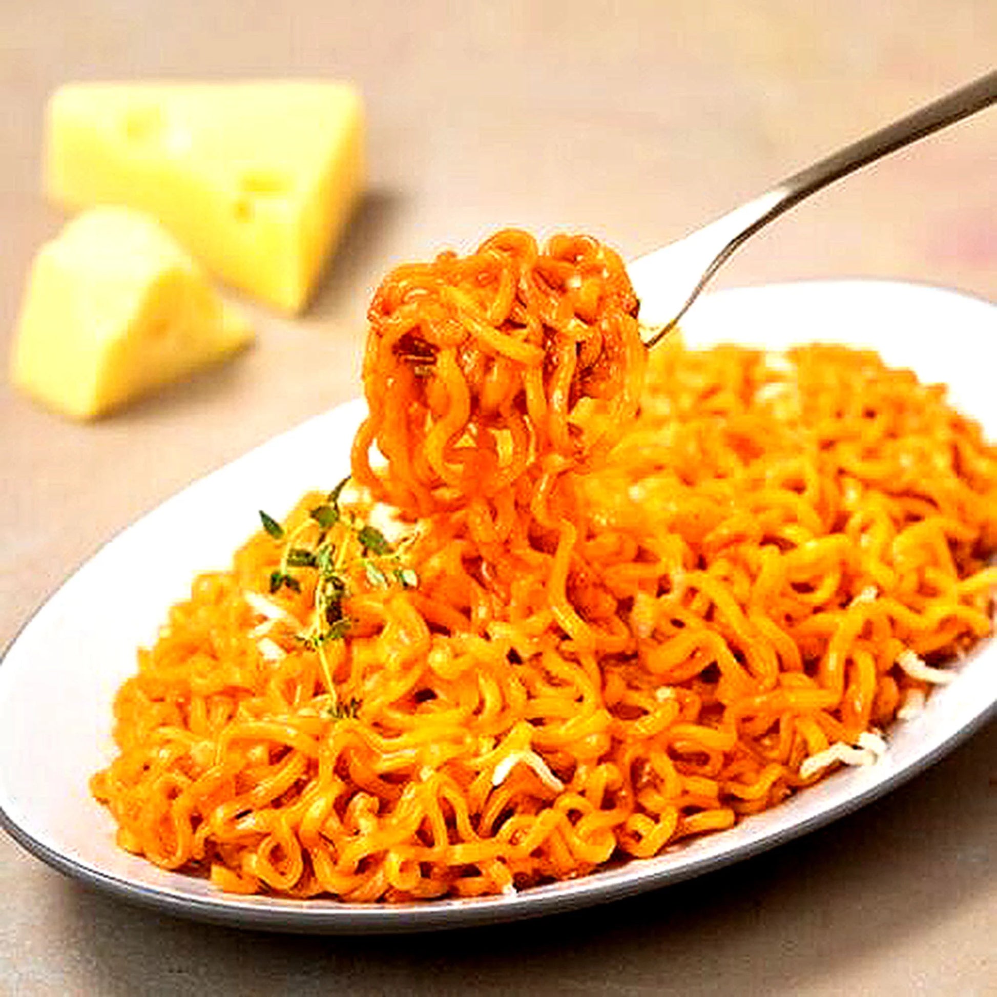 QUATTRO CHEESE Buldak Spicy Chicken Ramen Stir-Fried Noodles with Wooden Chopsticks 4.93 Oz. (Pack of 2)