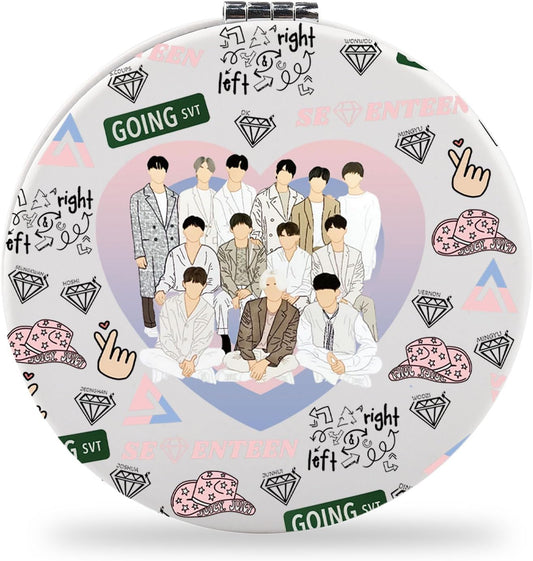 K-Pop Seventeen 17 Pocket Mirror - Perfect Gift for Fans & Stylish Compact Makeup Accessory