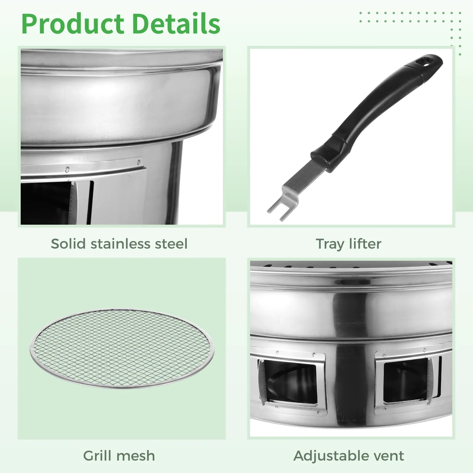 Korean BBQ Charcoal Grill Set Small Charcoal Grill Pan Portable Grill Stainless Steel Barbecue Grill Tabletop Outdoor Indoor Camping BBQ Grill