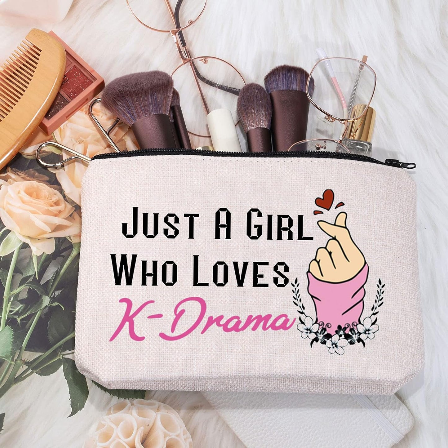 K-Drama Makeup Bag Perfect Gift for K-Drama Lovers & Travelers