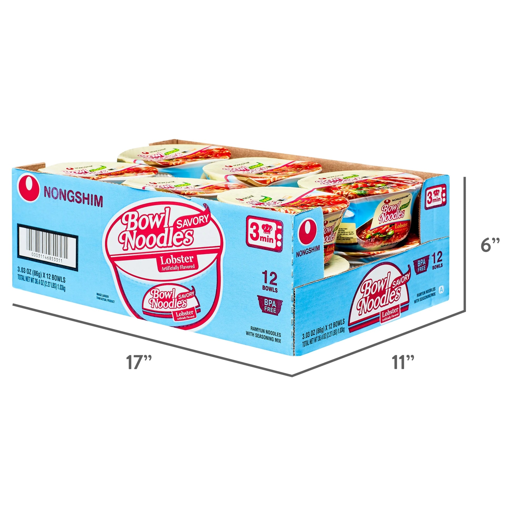 Savory Lobster Ramyun Ramen Noodle Soup Bowl, 3.03 oz, Pack of 12