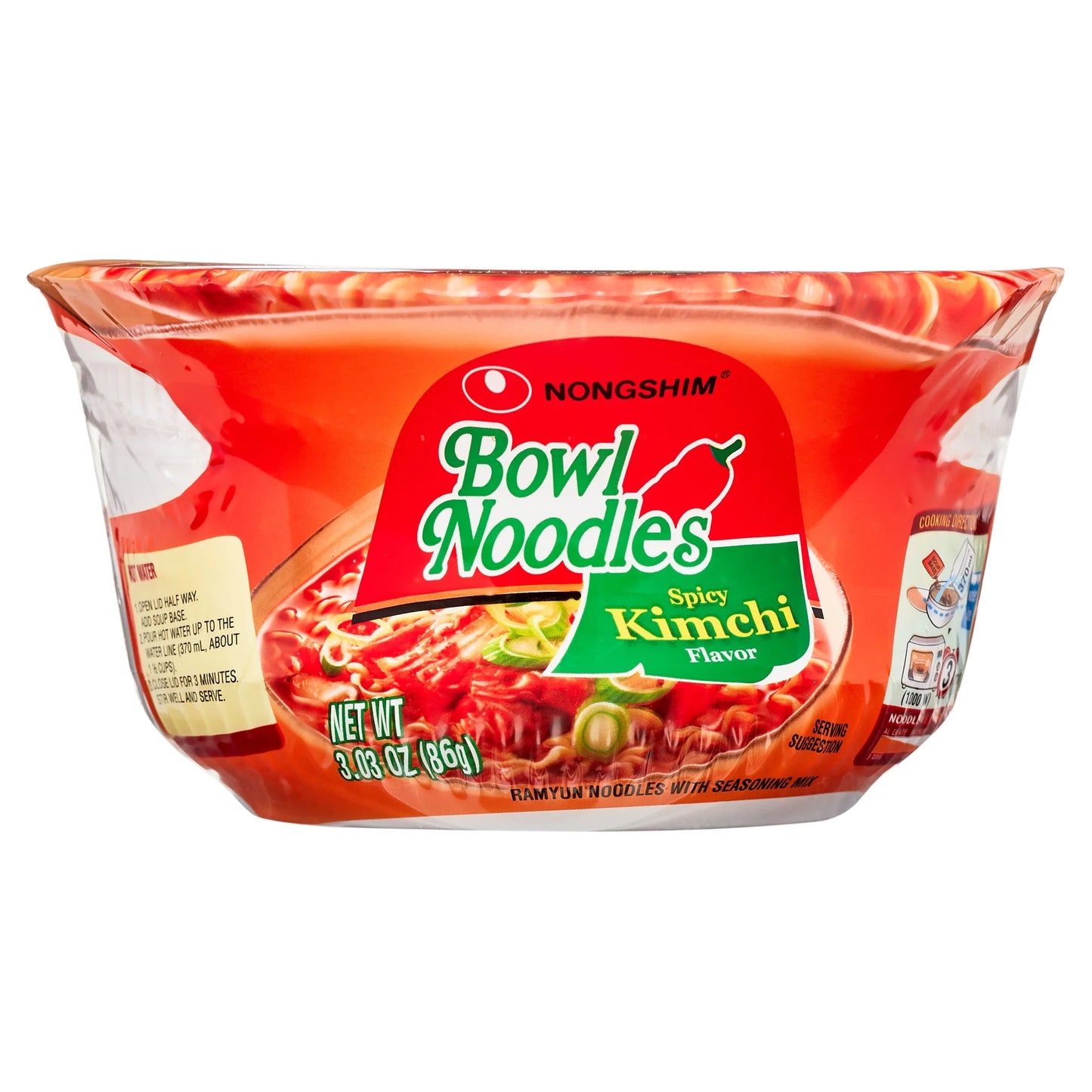 Bowl Noodle Spicy Kimchi Ramyun 3.03 Oz (12 Count) Shelf-Stable