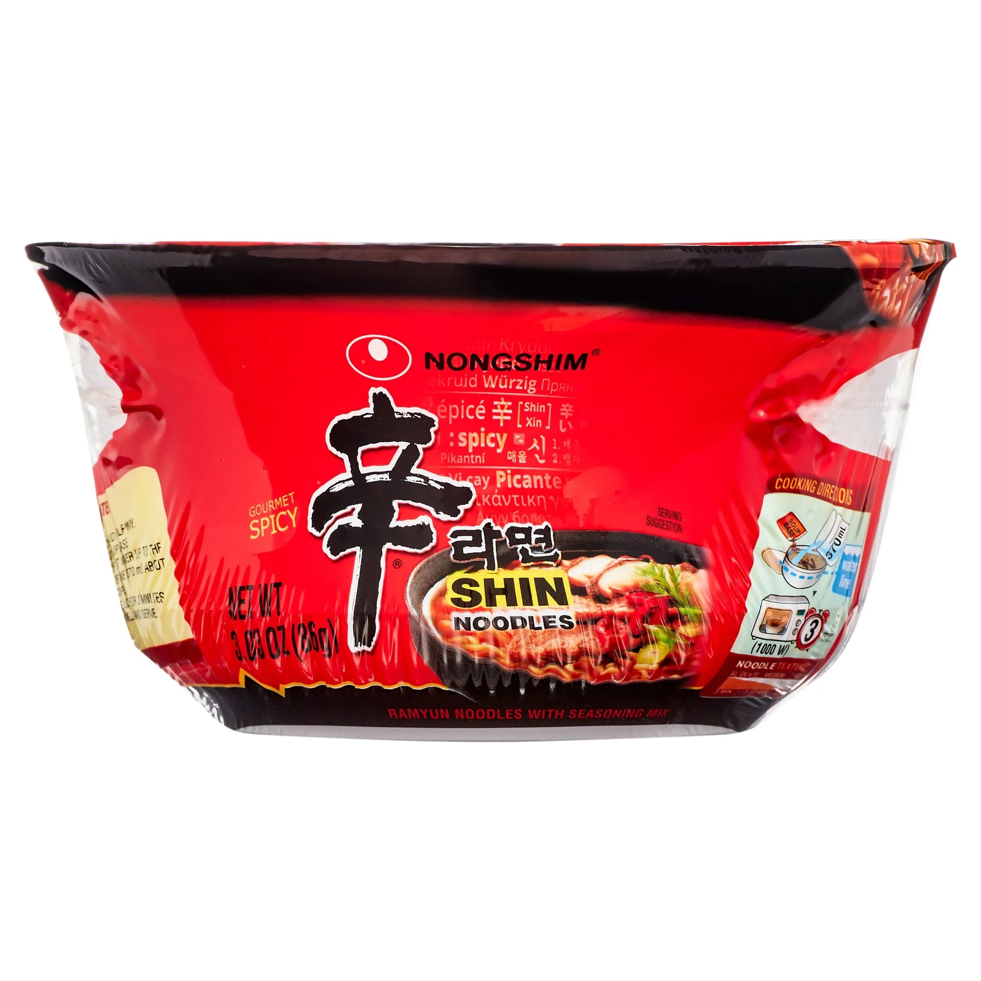 Shin Ramyun Spicy Beef Ramen Noodle Soup Bowl, 3.03Oz X 12 Count, Shelf-Stable